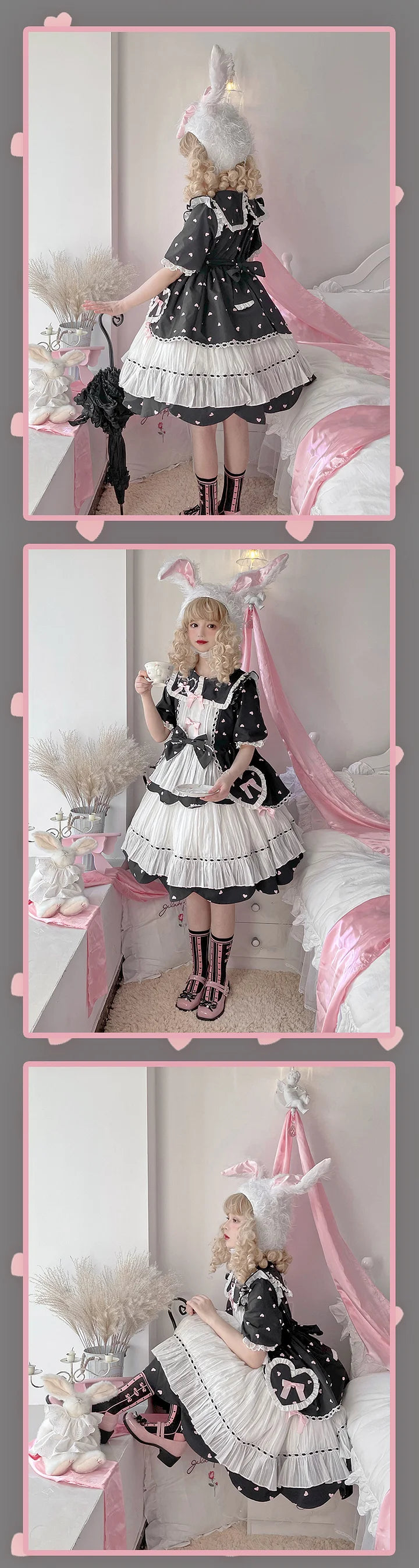 Sweetheart Lolita Dress Polka Dot Cute Short Sleeve Dress