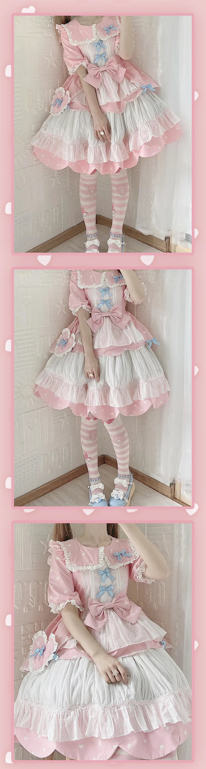 Sweetheart Lolita Dress Polka Dot Cute Short Sleeve Dress