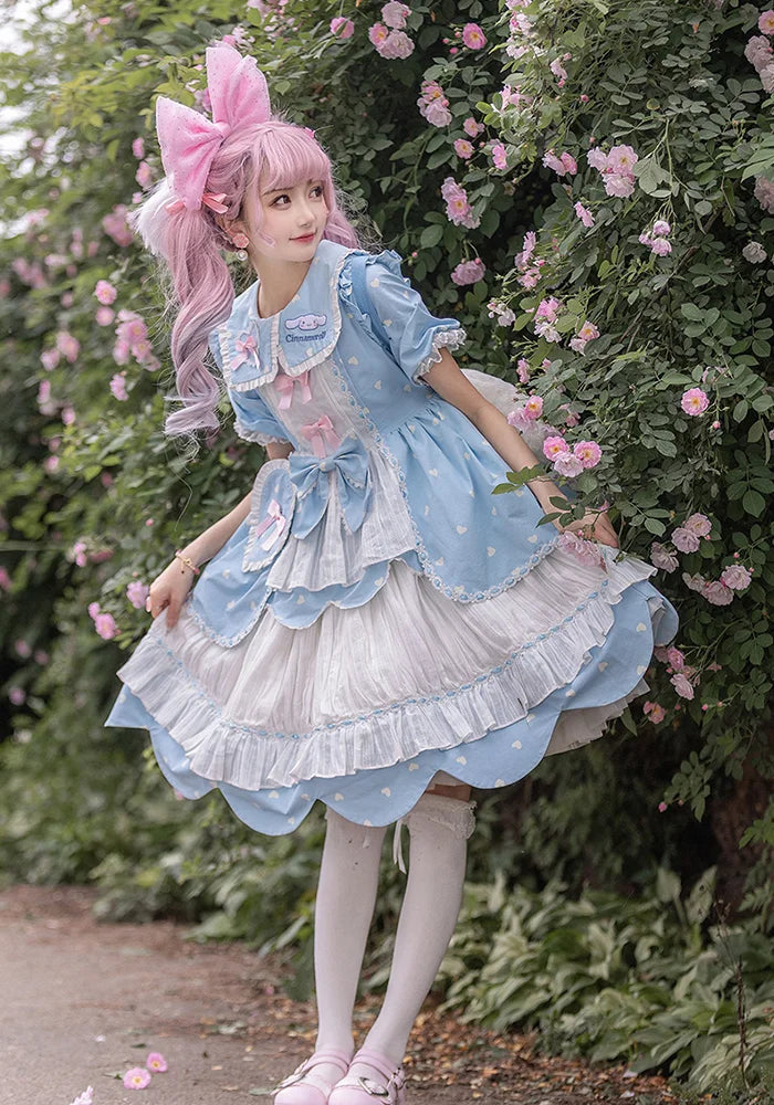 Sweetheart Lolita Dress Polka Dot Cute Short Sleeve Dress