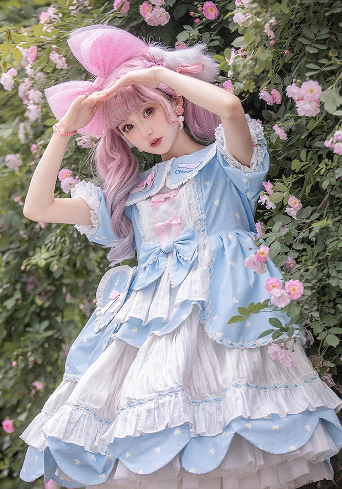 Sweetheart Lolita Dress Polka Dot Cute Short Sleeve Dress