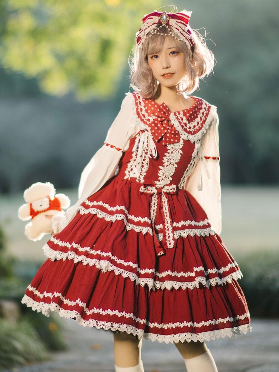Sweetheart Three-section Long Sleeve Bowknot JSK Lolita Dress