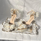 Sweetslolita Gorgeous Pointed-toe Mid Heel Shoes Bow Party Shoes for Women Stiletto