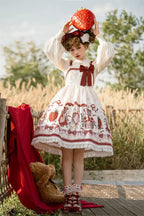 Sweetslolita Strawberry Bear Lolita Outfit Christmas Dress White Coat JSK