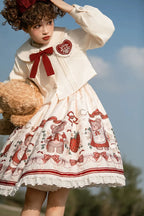 Sweetslolita Strawberry Bear Lolita Outfit Christmas Dress White Coat JSK