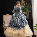 Classic Lolita Tea Party Fashion Grey Blue Retro Victorian Dress Court Style Ball Gown Elegant Rococo Costume