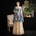 Classic Lolita Tea Party Fashion Grey Blue Retro Victorian Dress Court Style Ball Gown Elegant Rococo Costume