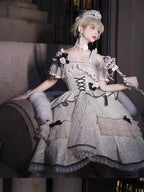 Tea Party Fashion Hime Lolita Evening Dress Bar Mitzvah One-word Shoulder Black Apricot Party Princess Dress Graduation Ceremony