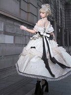 Tea Party Fashion Hime Lolita Evening Dress Bar Mitzvah One-word Shoulder Black Apricot Party Princess Dress Graduation Ceremony