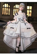 Tea Party Fashion Hime Lolita Evening Dress Bar Mitzvah One-word Shoulder Black Apricot Party Princess Dress Graduation Ceremony