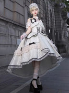 Tea Party Fashion Hime Lolita Evening Dress Bar Mitzvah One-word Shoulder Black Apricot Party Princess Dress Graduation Ceremony