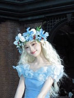 Tea Party Fashion Hime Lolita Flower Wedding Blue Shoulder Princess Tutu Dress Bar Mitzvah Birthday Party Dress Lolita Voyage