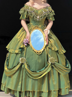 Tea Party Fashion Hime Lolita Fairy Long Elegant Bar Mitzvah Flower Fluffy Princess Green Prom Dress