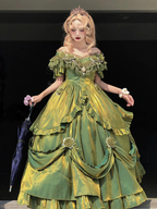 Tea Party Fashion Hime Lolita Fairy Long Elegant Bar Mitzvah Flower Fluffy Princess Green Prom Dress