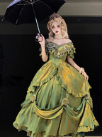 Tea Party Fashion Hime Lolita Fairy Long Elegant Bar Mitzvah Flower Fluffy Princess Green Prom Dress
