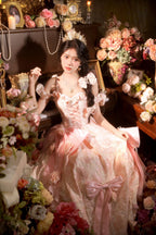 Hime Lolita Tea Party Fashion Pink Floral Gorgeous Princess Dress Birthday Party Graduation Ceremony