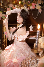 Hime Lolita Tea Party Fashion Pink Floral Gorgeous Princess Dress Birthday Party Graduation Ceremony