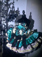 Gothic Lolita Green Flower with Bow Layer Ruffle Princess Cake Dress