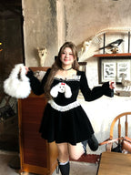 Sweet Lolita Black Teddy Puppy Velvet Autumn and Winter Plus Size 3XL Lolita Dress