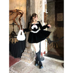 Sweet Lolita Black Teddy Puppy Velvet Autumn and Winter Plus Size 3XL Lolita Dress