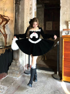 Sweet Lolita Black Teddy Puppy Velvet Autumn and Winter Plus Size 3XL Lolita Dress