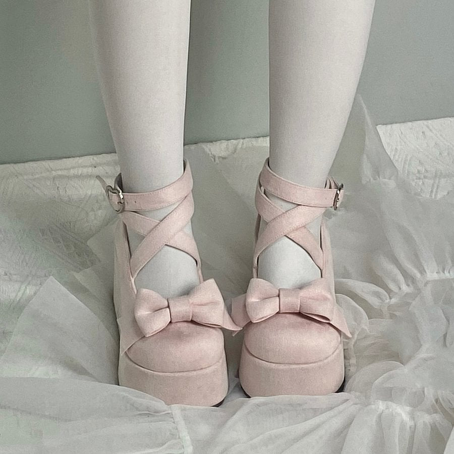 Thick Soled Velvet Round Head Lo Shoes Sweet High Heel Thick Heel