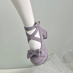 Thick Soled Velvet Round Head Lo Shoes Sweet High Heel Thick Heel