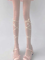 Thin Jacquard Stockings Lolita Accessory Ballet Lace Strap Tights