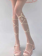 Thin Jacquard Stockings Lolita Accessory Ballet Lace Strap Tights