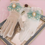 Thin Tea Party Gorgeous Accessories Gloves Lolita Bow Pearl Chain Flower Jewelry