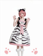 Tiger Striped Plush Suspender Dress Sweet Lolita Dress