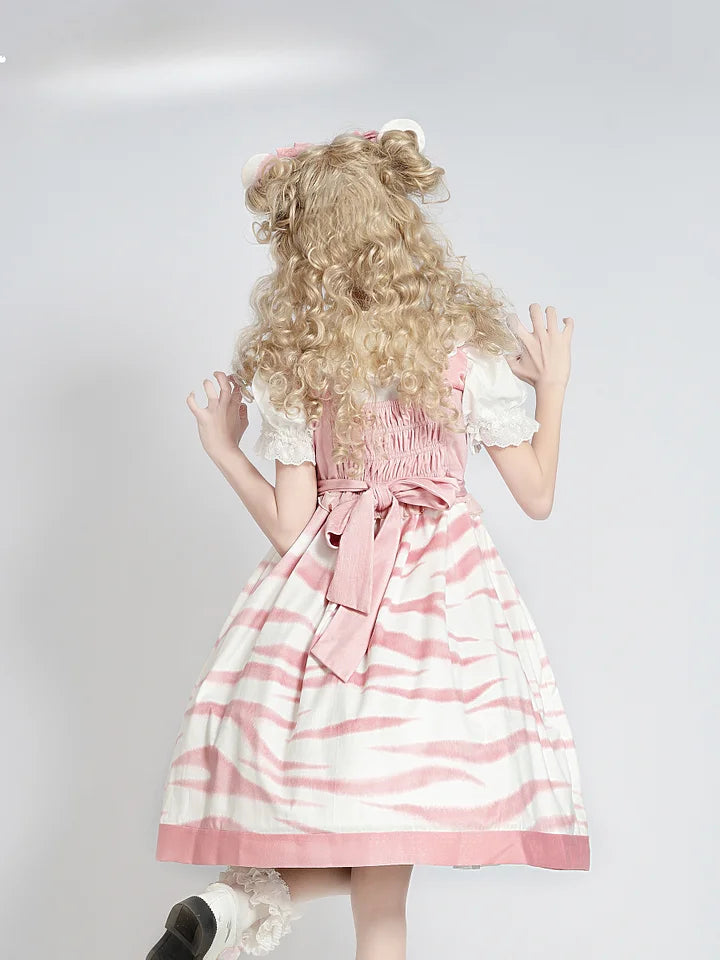 Tiger Striped Plush Suspender Dress Sweet Lolita Dress