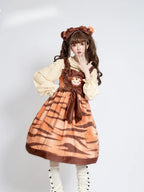 Tiger Striped Plush Suspender Dress Sweet Lolita Dress