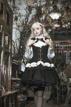 Gothic Lolita Vampire Duke Dark Dress Set Black Skirt White