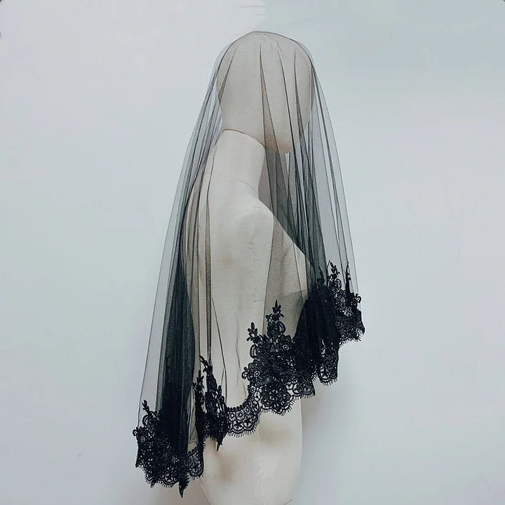 Lolita Hair Accessory Vintage Gothic Black Lace Veil Headwear Halloween