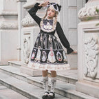 Vintage Gothic Lolita Dress Large Size Black-white Long Sleeve Sweet Dress Easter 4xl Lolita Dress Plus Size