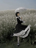 Classic Lolita Vintage Hepburn Style Autumn Elegant Dress Red Green Black OP Long Sleeve