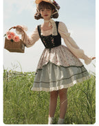 Vintage Idyllic Style Square Collar Shoulder Lolita Inner Shirt Classic Sweet Dress Autumn