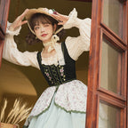 Vintage Idyllic Style Square Collar Shoulder Lolita Inner Shirt Classic Sweet Dress Autumn