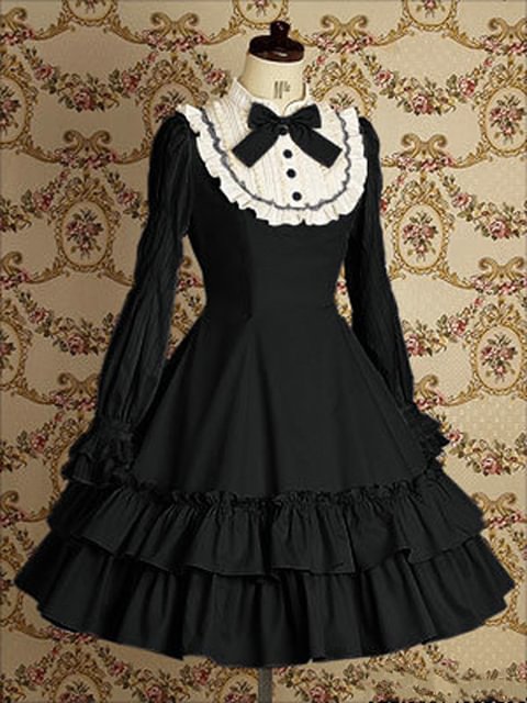 Vintage and Classic Lolita Elegant Lace Long Sleeve Dress Victorian Lolita Spring and Autumn Lolita Lotus Edge Dress