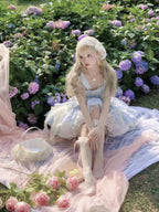 Hime Lolita Pink Blue Flower Suspender Dress Ballet Puffy Dress Lolita