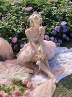 Hime Lolita Pink Blue Flower Suspender Dress Ballet Puffy Dress Lolita