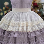 Hime Lolita Wedding White Purple Lace Sleeveless Dress