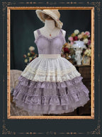 Hime Lolita Wedding White Purple Lace Sleeveless Dress