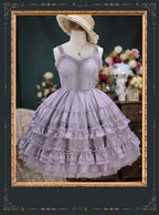 Hime Lolita Wedding White Purple Lace Sleeveless Dress
