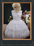 Hime Lolita Wedding White Purple Lace Sleeveless Dress