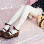 White Apricot Solid Color Autumn and Winter Lolita Stockings Fleece Knee Socks Pantyhose Lolita Accessories