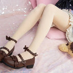 White Apricot Solid Color Autumn and Winter Lolita Stockings Fleece Knee Socks Pantyhose Lolita Accessories