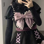 White Autumn and Winter Bubble Sleeves Lace Ruffle Edge Long Sleeves with Lolita Inside