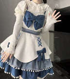 White Autumn and Winter Bubble Sleeves Lace Ruffle Edge Long Sleeves with Lolita Inside