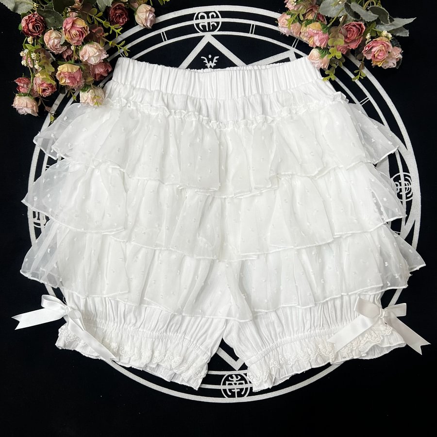 White Black Sweet Cute Lolita Petticoats Lace Shorts Ruffles